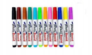 ZESTAW PISAKÓW MARKERÓW 12 sztuk TABLIC SUCHOŚCIERALNYCH MAGICZNE NA WODZIE 10