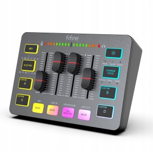Fifine Mikser Sound Card SC3W biały USB z RGB XLR 2 - kanałowy 2
