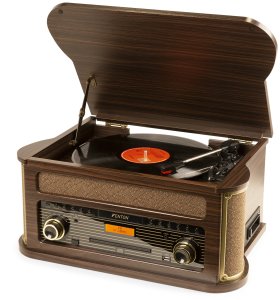 Gramofon Fenton Gramofon Memphis BT CD DAB+ FM USB brązowy one size 12