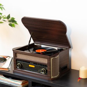 Gramofon Fenton Gramofon Memphis BT CD DAB+ FM USB brązowy one size 18