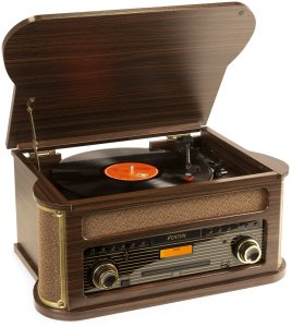 Gramofon Fenton Gramofon Memphis BT CD DAB+ FM USB brązowy one size 2
