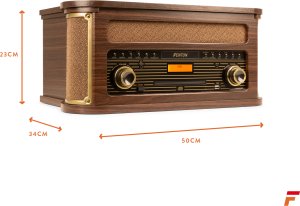 Gramofon Fenton Gramofon Memphis BT CD DAB+ FM USB brązowy one size 6