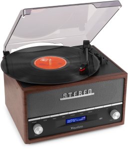Gramofon retro Frisco Audizio z radiem DAB brązowy one size 11