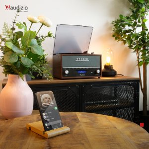Gramofon retro Frisco Audizio z radiem DAB brązowy one size 17
