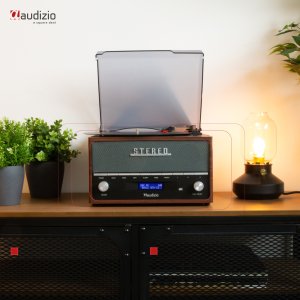 Gramofon retro Frisco Audizio z radiem DAB brązowy one size 19