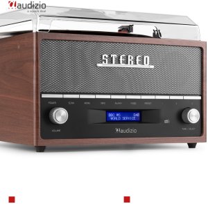 Gramofon retro Frisco Audizio z radiem DAB brązowy one size 20