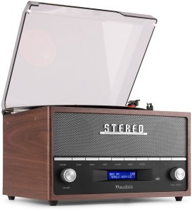 Gramofon retro Frisco Audizio z radiem DAB brązowy one size 2