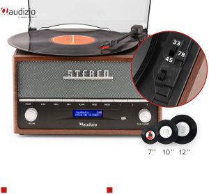 Gramofon retro Frisco Audizio z radiem DAB brązowy one size 21