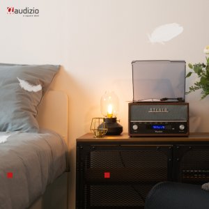 Gramofon retro Frisco Audizio z radiem DAB brązowy one size 22