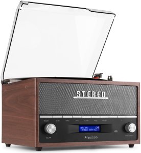 Gramofon retro Frisco Audizio z radiem DAB brązowy one size 23