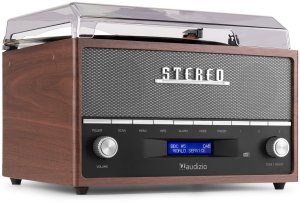 Gramofon retro Frisco Audizio z radiem DAB brązowy one size 5