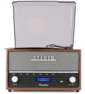 Gramofon retro Frisco Audizio z radiem DAB brązowy one size 6