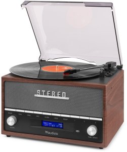 Gramofon retro Frisco Audizio z radiem DAB brązowy one size 9
