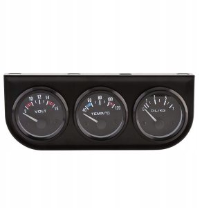 Zestaw wskaźników KET 3w1 Volt, Water Temp, Oil Press 12