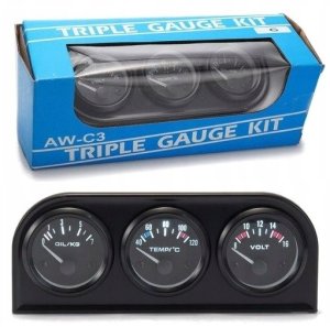 Zestaw wskaźników KET 3w1 Volt, Water Temp, Oil Press 14