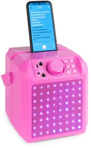 Głośnik Fenton Głośnik Karaoke LED 2x mikrofon KAR50P różowy one size 4