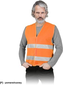 OX-LUMI - Kamizelka ostrzegawcza z dwoma poziomymi pasami odblaskowymi - pomarańczowy S 2
