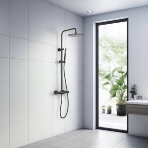 Overhead thermostatic shower system Blue Water Boston matte black BOS-ZKPN.400 2