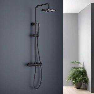 Overhead thermostatic shower system Blue Water Boston matte black BOS-ZKPN.400 3