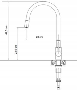 AGNES SteelQ stalowa bateria kuchenna trójdrożna z elastyczną wylewką, pure carbon 6