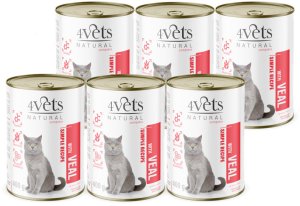 4Vets Natural Mokra karma dla kota z cielęciną zestaw 6 x 400 g 1