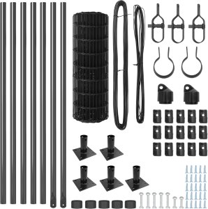 vidaXL Ogrodzenie Euro z 7 słupkami z flanszą 0.6x10 m ze stali ocynkowanej 2