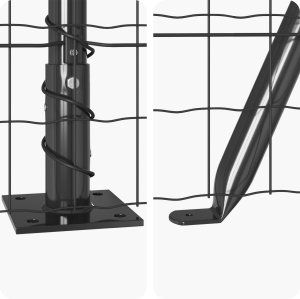 vidaXL Ogrodzenie Euro z 7 flanszowymi słupkami 1,5x10 m z ocynkowanej stali 4