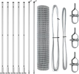vidaXL Ogrodzenie Euro z 7 flangowymi słupkami 1.5x10 m Stal ocynkowana 3