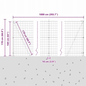 vidaXL Ogrodzenie Euro z 7 flażami 1.6x10 m ze stali ocynkowanej 13