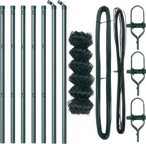 vidaXL Ogrodzenie z siatki z 7 słupkami 0.8x10 m ze stali ocynkowanej zielone 2