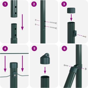 vidaXL Ogrodzenie z siatki z 13 słupami 1.4x25 m z ocynkowanej stali zielonej 3