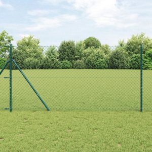 vidaXL Ogrodzenie z siatki z 7 słupkami 1.5x10 m ze stali ocynkowanej Zielone 2