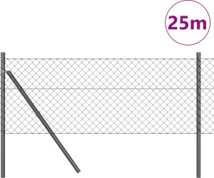 vidaXL Ogrodzenie z siatki łańcuchowej z 13 słupkami 0.8x25 m ze stali ocynkowanej szare 2