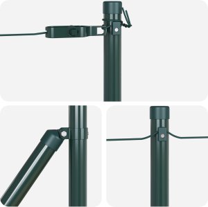 vidaXL Słupki ogrodzeniowe 7 sztuk Zielony 32 mm 120 cm Stal ocynkowana 2