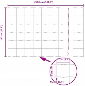 vidaXL Euro ogrodzenie Szare 0.6x25m 8
