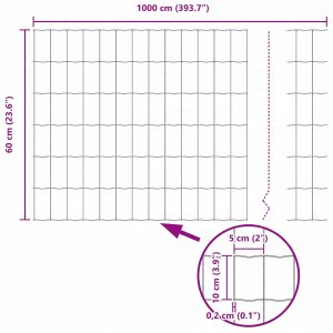 vidaXL Ogrodzenie Euro 0.6x10 m Stal ocynkowana 8