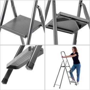 Drabina Stalowa 4 Stopniowa Domowa Drabinka Składana Stopnie Solidna 125kg 3