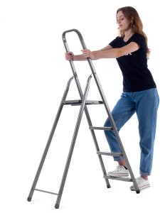 Drabina Stalowa 4 Stopniowa Domowa Drabinka Składana Stopnie Solidna 125kg 6