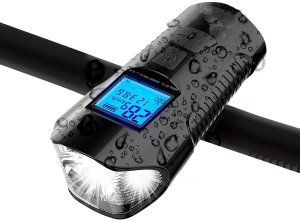 Lampka rowerowa przednia tylna led licznik km klakson dzwonek głośny 3w1 3