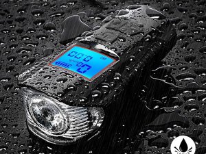 Lampka rowerowa przednia tylna led licznik km klakson dzwonek głośny 3w1 4