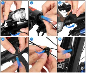 Lampka rowerowa przednia tylna led licznik km klakson dzwonek głośny 3w1 5