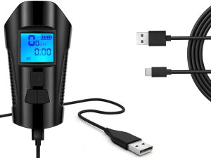 Lampka rowerowa przednia tylna led licznik km klakson dzwonek głośny 3w1 10