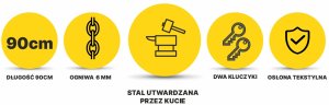 Łańcuch zapięcie rowerowe 6x900mm XRIDER XR00LC01 3