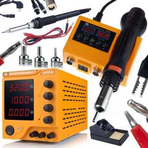 Rosfix Zasilacz laboratoryjny Rosfix AmpRush RARES-3210 32V 10A + Stacja lutownicza 2w1 (Hot-Air i 900M) Rosfix Orange Husky OH660 Seria Electric S 1