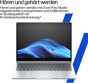 HP EliteBook 8 Flip G1i Notebook AI - Flip-Design - Intel Core Ultra 5 225U - Win 11 Pro - Intel Graphics - 16 GB RAM - 512 GB SSD NVMe - 33.8 cm (13.3") IPS Touchscreen 1920 x 1200 - Wi-Fi 7, Bluetooth - Glacier Silver - kbd: Deutsch - mit HP 3 year 1