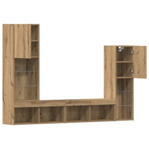 vidaXL Szafka TV z lampami LED Dąb rzemieślniczy 40.5x30x102 cm, Szafki TV z lampami LED 2 szt Dąb rzemieślniczy 80x30x30 cm 3