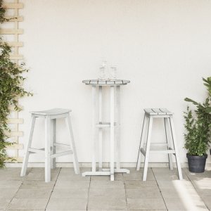 vidaXL Zestaw barowy 3 szt. Biały HDPE, Stół barowy Biały 55x55x107 cm HDPE, Stołki barowe 2 szt. Białe HDPE (3335801) 4