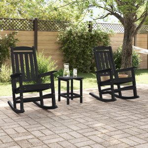 vidaXL Fotele bujane 2 szt. Czarny 70x92x107,5 cm HDPE, Fotel bujany Czarny 70x92x108 cm HDPE 3