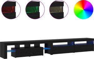 Szafki RTV vidaXL 3 szt. z oświetleniem LED Czarne dąb Drewno inżynieryjne, Szafki RTV vidaXL z oświetleniem LED 2 szt. Czarne dąb 75x35x40 cm Drewno inżynieryjne 2