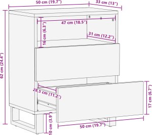 vidaXL Szafka nocna 50x33x60 cm Lite Drewno Mango 3